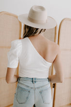 Load image into Gallery viewer, One Shoulder Puff Sleeve Bodysuit