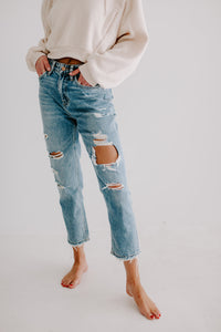 Made With Love Distressed Mom Jeans