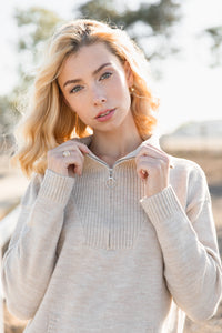Heathered Half Zip Sweater