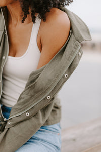 Olive Eternity Zip Up Jacket