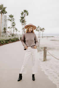 Brown Ribbed Knit Sweater