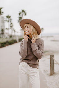 Brown Ribbed Knit Sweater