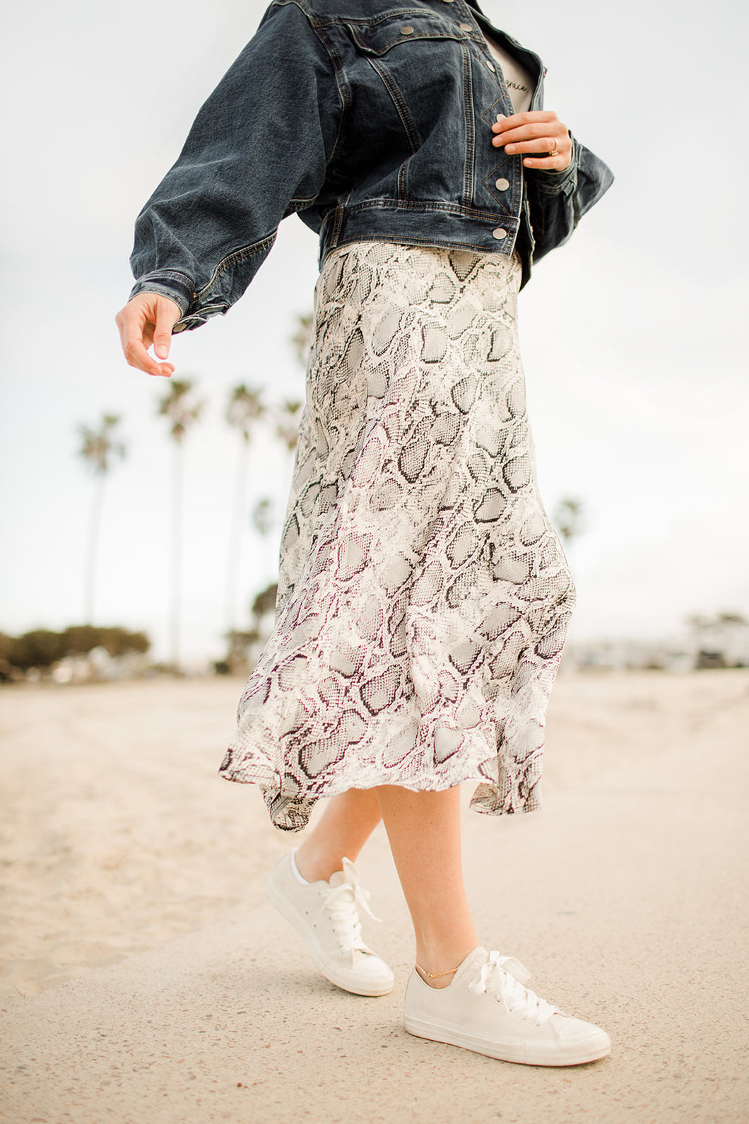 Snake Print Midi Skirt