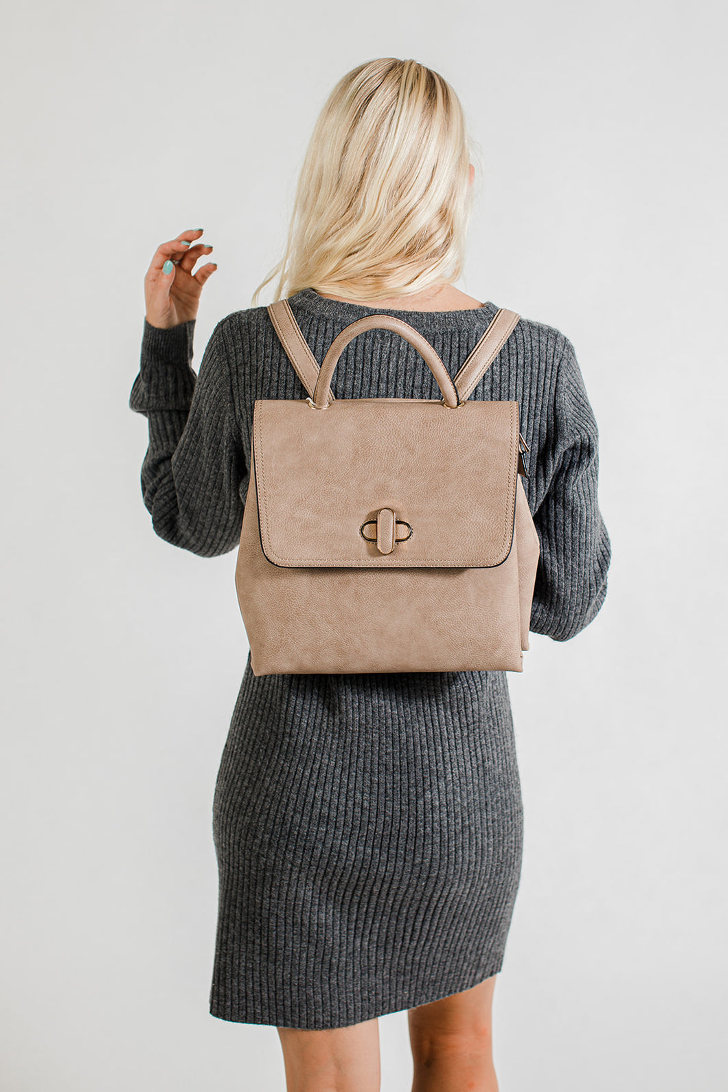Suede And Leather Luxury Backpack Tan : Tucker