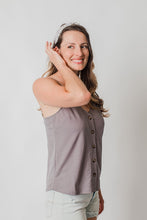 Load image into Gallery viewer, Feeling Lovely Grey Button Down Tank Top
