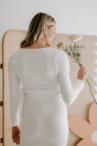 Ivory Knit Wrap Top