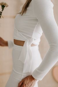 Ivory Knit Wrap Top