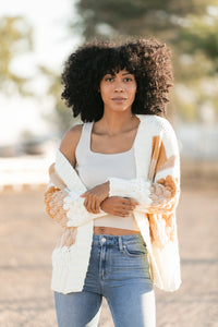 Cable Knit Open Cardigan