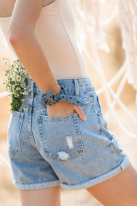 Distressed Denim Mom Shorts