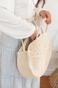 Picnics in the Sand Round Ivory Purse