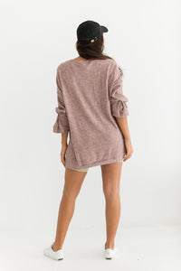 Oversized Ribbed Henley Top